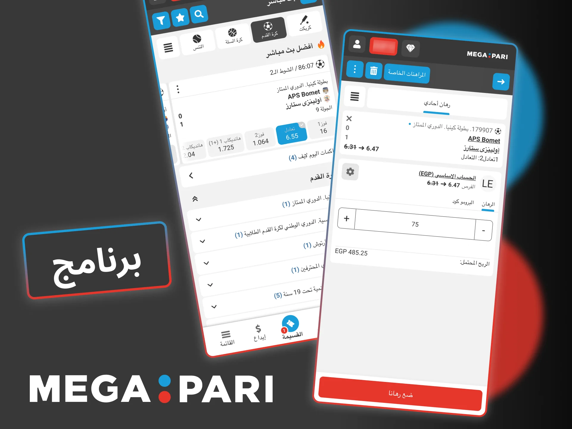 راهن على مباريات كرة القدم بسهولة في تطبيق Megapari واستفد من التحديثات المباشرة.